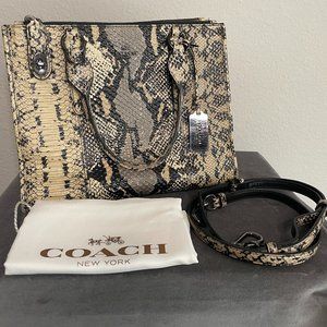 Coach Python Print Leather Tote Handbag